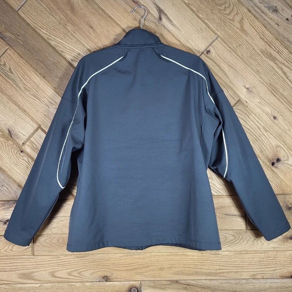 Nike Jacket Mens Size XXL Full Zip Fleece Lined Softshell Piping Gray